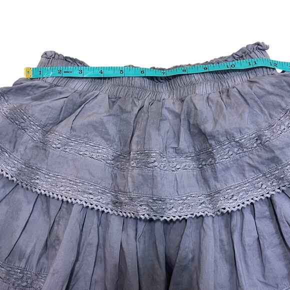 LoveShackFancy XS Blue Tiered Lace Mini Skirt | Cotton, Elastic Waist, Sold Out - Picture 10 of 13